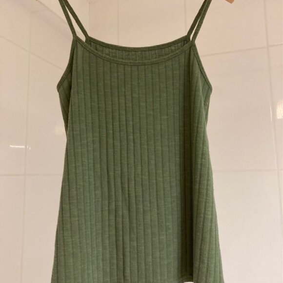Kaki Green Ribbed Cami Top - Picture 3 of 4
